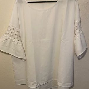 White blouse with designed sleeves